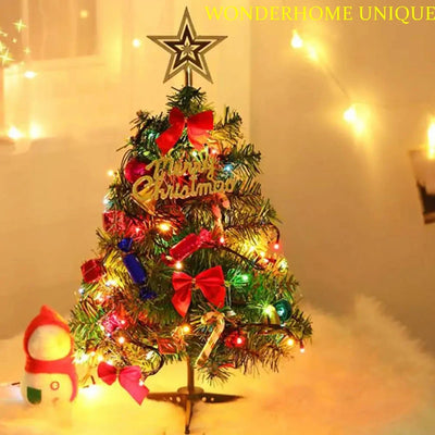 30/45/60CM Tabletop Artificial Christmas Tree with LED Lights Navidad Xmas Trees with Ornaments Gifts Festival Supplies for Home