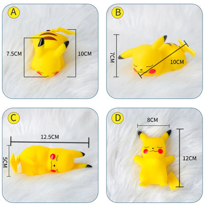 4Pcs/Set Pokemon Pikachu Night Light Cute Anime LED Light Kawaii Bedroom Bedside Lamp Room Decoration Children Toy Gift