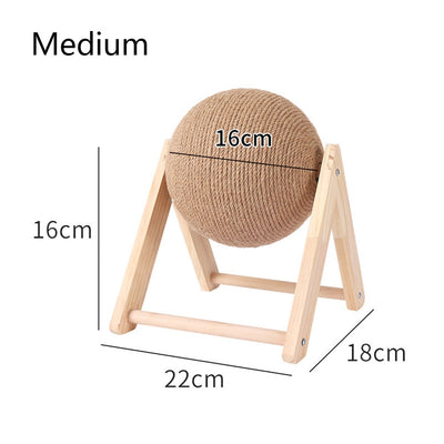 Cat Scratching Ball Wood Stand Pet Furniture